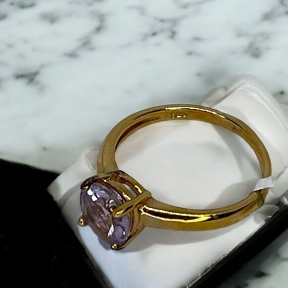 Victoria Townsend 18K Gold Vermeil Faux Amethyst Ring (Size 6) Chic Trendy Style - Picture 12 of 12